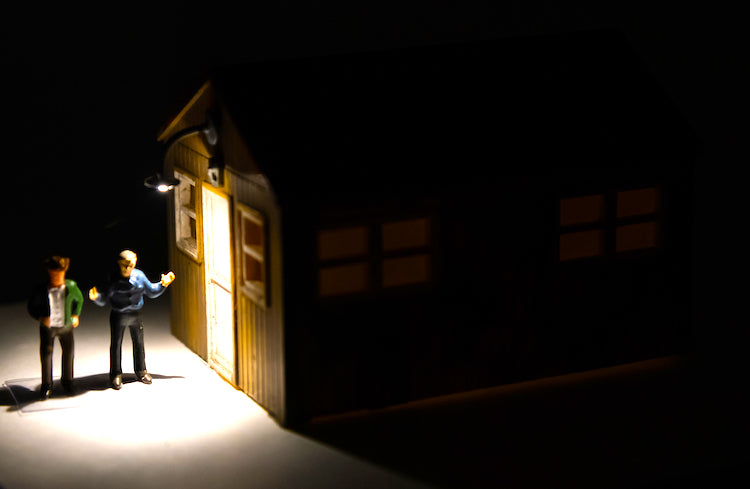 Building lit up with fiber optics