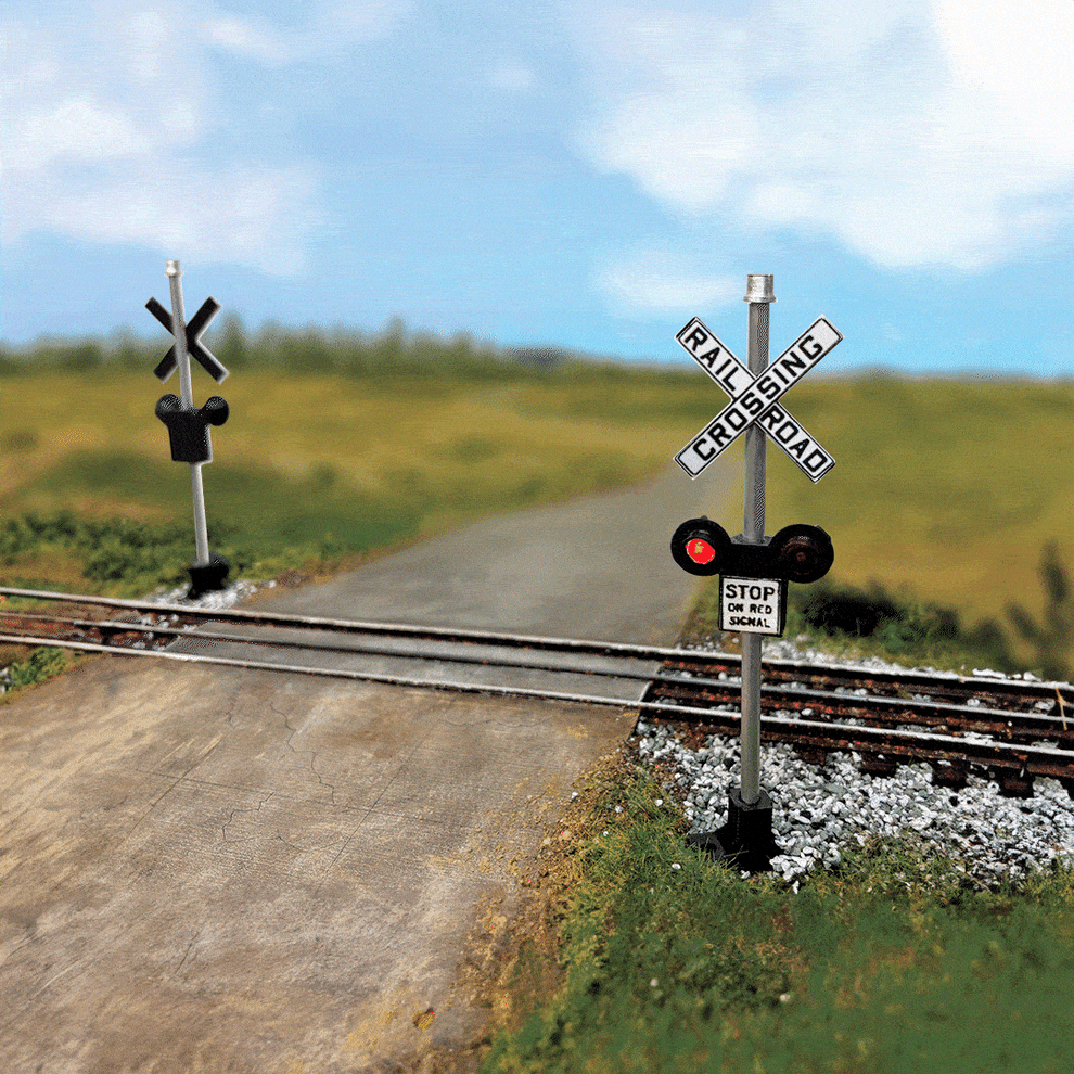Scale O Model Train Kit O Gauge 3-Rail Integrated Railroad Crossing Kit for model train layouts ...